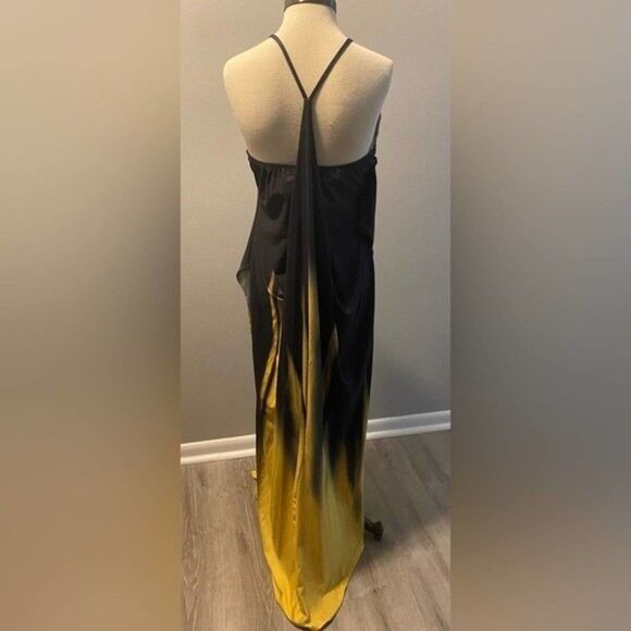 Chic Me Black & Yellow Ombré Backless Deep V-neck, Maxi Dress - Sz. XL - Picture 2 of 6